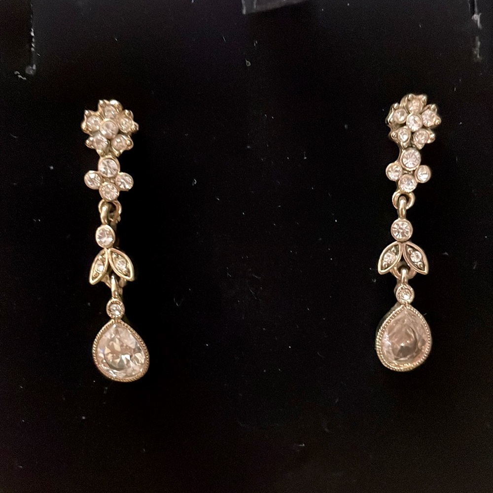 Carolee Floral Hanging Earrings, clear stone